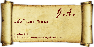 Józan Anna névjegykártya