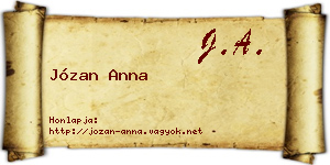 Józan Anna névjegykártya